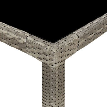 vidaXL Τραπέζι Κήπου Γκρι 250x100x75cm Ψημένο Γυαλί/Συνθετικό Ρατάν 1 τεμ.