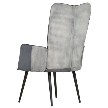 vidaXL Πολυθρόνα Γκρι από Γνήσιο Δέρμα 55x41x97cm 1 τεμ.