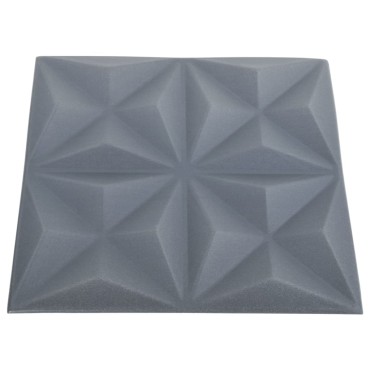 vidaXL Πάνελ Τοίχου 3D 12 τεμ. Γκρι Origami 50 x 50 εκ. 3 μ²