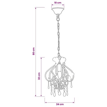 vidaXL Φωτιστικό Οροφής με Χάντρες Στρογγυλό Λευκό Ε14