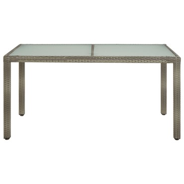 vidaXL Τραπέζι Κήπου Γκρι 150x90x75cm Συνθετικό Ρατάν/Ψημένο Γυαλί 1 τεμ.