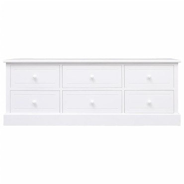vidaXL Έπιπλο Τηλεόρασης Λευκό 108x30x40cm από Μασίφ Ξύλο Παυλώνιας