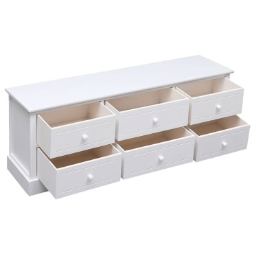 vidaXL Έπιπλο Τηλεόρασης Λευκό 108x30x40cm από Μασίφ Ξύλο Παυλώνιας