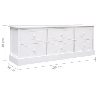 vidaXL Έπιπλο Τηλεόρασης Λευκό 108x30x40cm από Μασίφ Ξύλο Παυλώνιας