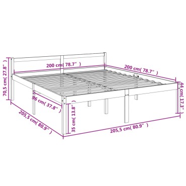 vidaXL Κρεβάτι Ηλικιωμένων Μελί 200 x 200 εκ. από Μασίφ Ξύλο Πεύκου