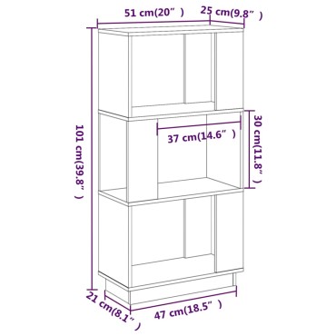vidaXL Βιβλιοθήκη/Διαχωριστικό Χώρου 51x25x101cm Μασίφ Ξύλο Πεύκου 1 τεμ.