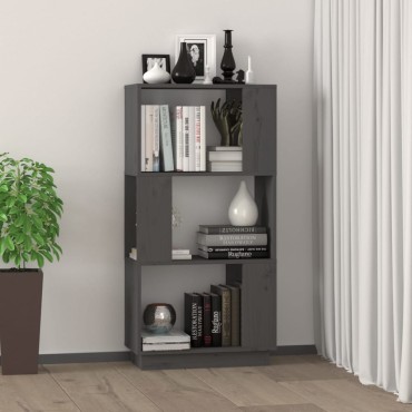 vidaXL Βιβλιοθήκη/Διαχωριστικό Χώρου Γκρι 51x25x101cm Μασίφ Πεύκο 1 τεμ.