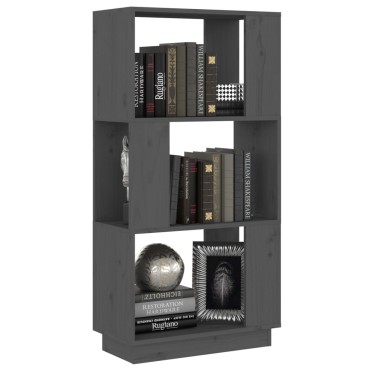 vidaXL Βιβλιοθήκη/Διαχωριστικό Χώρου Γκρι 51x25x101cm Μασίφ Πεύκο 1 τεμ.