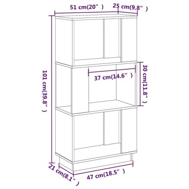vidaXL Βιβλιοθήκη/Διαχωριστικό Χώρου Γκρι 51x25x101cm Μασίφ Πεύκο 1 τεμ.