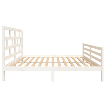 vidaXL Πλαίσιο Κρεβατιού Λευκό 160x200cm από Μασίφ Ξύλο Πεύκου 1 τεμ. - Διπλό