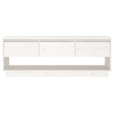 vidaXL Έπιπλο Τηλεόρασης Λευκό 110,5x34x40cm από Μασίφ Ξύλο Πεύκου