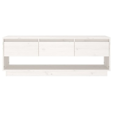 vidaXL Έπιπλο Τηλεόρασης Λευκό 110,5x34x40cm από Μασίφ Ξύλο Πεύκου