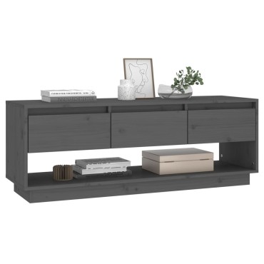 vidaXL Έπιπλο Τηλεόρασης Γκρι 110,5x34x40cm από Μασίφ Ξύλο Πεύκου
