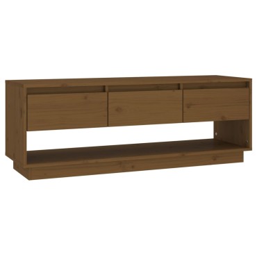vidaXL Έπιπλο Τηλεόρασης Καφέ Μελί 110,5x34x40cm από Μασίφ Ξύλο Πεύκου