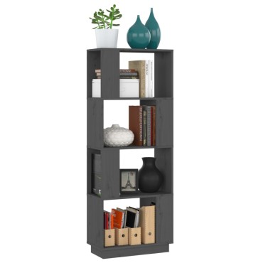 vidaXL Βιβλιοθήκη/Διαχωριστικό Χώρου Γκρι 51x25x132cm Μασίφ Πεύκο 1 τεμ.