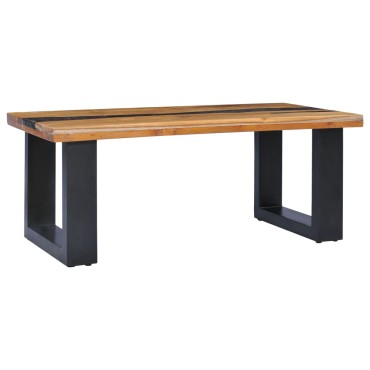 vidaXL Τραπεζάκι Σαλονιού 100x50x40cm Μασίφ Ξύλο Teak / Συνθ. Ρητίνη 1 τεμ.