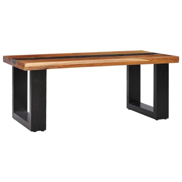 vidaXL Τραπεζάκι Σαλονιού 100x50x40cm Μασίφ Ξύλο Teak / Συνθ. Ρητίνη 1 τεμ.