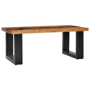 vidaXL Τραπεζάκι Σαλονιού 100x50x40cm Μασίφ Ξύλο Teak / Συνθ. Ρητίνη 1 τεμ.
