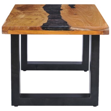 vidaXL Τραπεζάκι Σαλονιού 100x50x40cm Μασίφ Ξύλο Teak / Συνθ. Ρητίνη 1 τεμ.