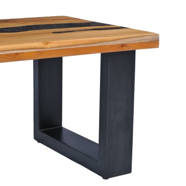 vidaXL Τραπεζάκι Σαλονιού 100x50x40cm Μασίφ Ξύλο Teak / Συνθ. Ρητίνη 1 τεμ.