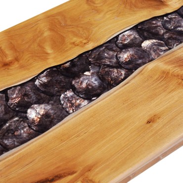 vidaXL Τραπεζάκι Σαλονιού 100x50x40cm Μασίφ Ξύλο Teak / Συνθ. Ρητίνη 1 τεμ.