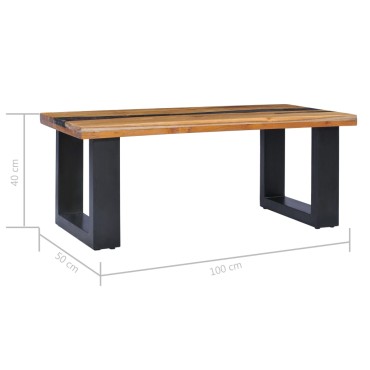 vidaXL Τραπεζάκι Σαλονιού 100x50x40cm Μασίφ Ξύλο Teak / Συνθ. Ρητίνη 1 τεμ.