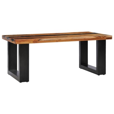 vidaXL Τραπεζάκι Σαλονιού 100x50x40cm Μασίφ Ξύλο Teak / Συνθ. Ρητίνη 1 τεμ.
