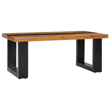 vidaXL Τραπεζάκι Σαλονιού 100x50x40cm Μασίφ Ξύλο Teak / Συνθ. Ρητίνη 1 τεμ.
