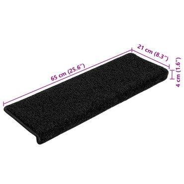 vidaXL Πατάκια Σκάλας 10 τεμ. Μαύρα 65 x 21 x 4 εκ.