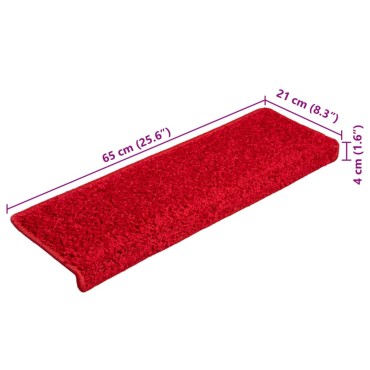 vidaXL Πατάκια Σκάλας 10 τεμ. Κόκκινα 65 x 21 x 4 εκ.