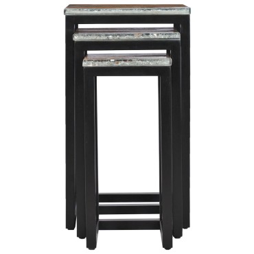vidaXL Τραπεζάκια Ζιγκόν 3 τεμ. από Μασίφ Ξύλο Teak / Συνθετική Ρητίνη 39x39x70cm