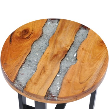 vidaXL Τραπεζάκι Σαλονιού 40x45cm από Μασίφ Ξύλο Teak / Συνθ. Ρητίνη 1 τεμ.