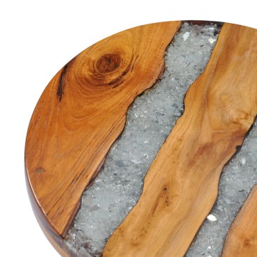 vidaXL Τραπεζάκι Σαλονιού 40x45cm από Μασίφ Ξύλο Teak / Συνθ. Ρητίνη 1 τεμ.