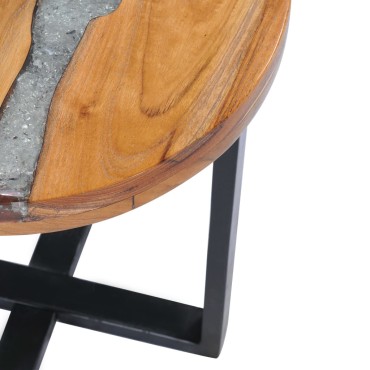 vidaXL Τραπεζάκι Σαλονιού 40x45cm από Μασίφ Ξύλο Teak / Συνθ. Ρητίνη 1 τεμ.
