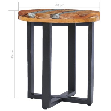 vidaXL Τραπεζάκι Σαλονιού 40x45cm από Μασίφ Ξύλο Teak / Συνθ. Ρητίνη 1 τεμ.