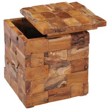vidaXL Σκαμπό Αποθήκευσης από Μασίφ Ξύλο Teak 40x40x45cm 1 τεμ.