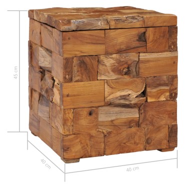 vidaXL Σκαμπό Αποθήκευσης από Μασίφ Ξύλο Teak 40x40x45cm 1 τεμ.