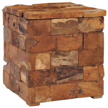 vidaXL Σκαμπό Αποθήκευσης από Μασίφ Ξύλο Teak 40x40x45cm 1 τεμ.