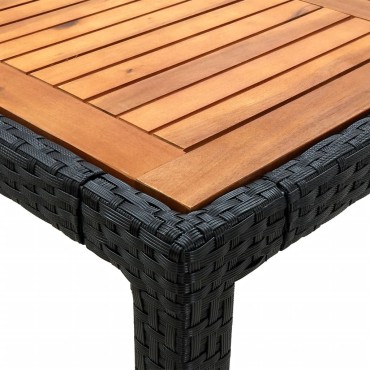 vidaXL Τραπέζι Κήπου Μαύρο190x90x75cm Συνθετικό Ρατάν/Ξύλο Ακακίας 1 τεμ.