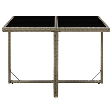 vidaXL Τραπέζι Κήπου Γκρι 109x107x74cm Συνθετικό Ρατάν & Γυαλί 1 τεμ.