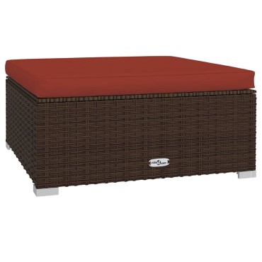 vidaXL Υποπόδιο Κήπου Καφέ 70x70x30cm Συνθετικό Ρατάν με Μαξιλάρι 1 τεμ. Γωνιακός