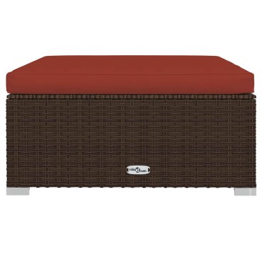 vidaXL Υποπόδιο Κήπου Καφέ 70x70x30cm Συνθετικό Ρατάν με Μαξιλάρι 1 τεμ. Γωνιακός