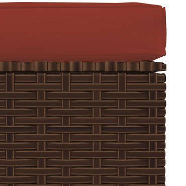 vidaXL Υποπόδιο Κήπου Καφέ 70x70x30cm Συνθετικό Ρατάν με Μαξιλάρι 1 τεμ. Γωνιακός