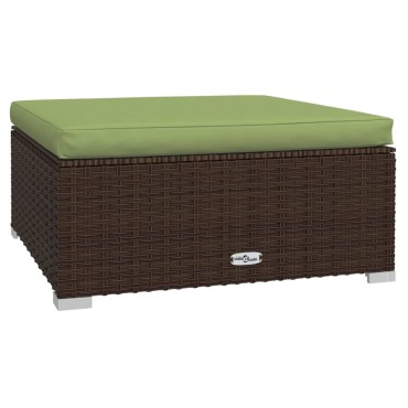 vidaXL Υποπόδιο Κήπου Καφέ 70x70x30cm Συνθετικό Ρατάν με Μαξιλάρι 1 τεμ. Γωνιακός