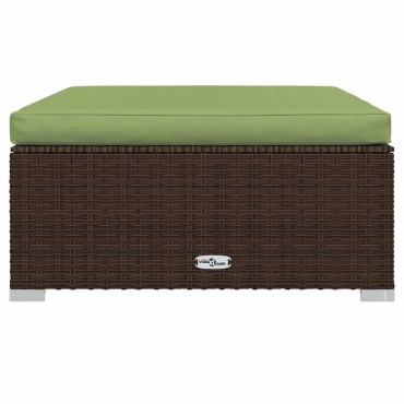 vidaXL Υποπόδιο Κήπου Καφέ 70x70x30cm Συνθετικό Ρατάν με Μαξιλάρι 1 τεμ. Γωνιακός