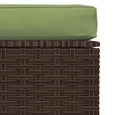 vidaXL Υποπόδιο Κήπου Καφέ 70x70x30cm Συνθετικό Ρατάν με Μαξιλάρι 1 τεμ. Γωνιακός