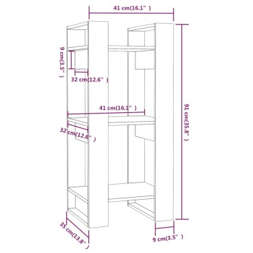 vidaXL Βιβλιοθήκη/Διαχωριστικό Χώρου 41x35x91cm Μασίφ Ξύλο Πεύκου 1 τεμ.