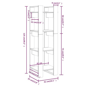 vidaXL Βιβλιοθήκη/Διαχωριστικό Χώρου 41x35x125cm Μασίφ Ξύλο Πεύκου 1 τεμ.