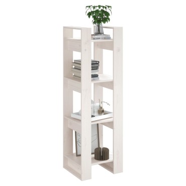 vidaXL Βιβλιοθήκη/Διαχωριστικό Χώρου Λευκό 41x35x125cm Μασίφ Πεύκο 1 τεμ.