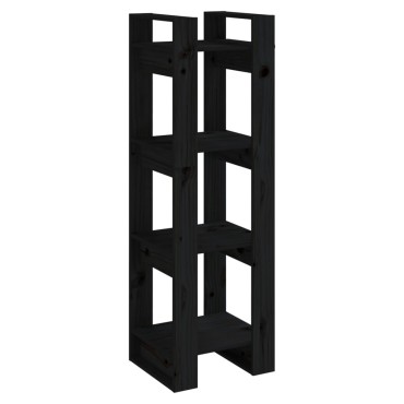 vidaXL Βιβλιοθήκη/Διαχωριστικό Χώρου Μαύρο 41x35x125cm Μασίφ Πεύκο 1 τεμ.